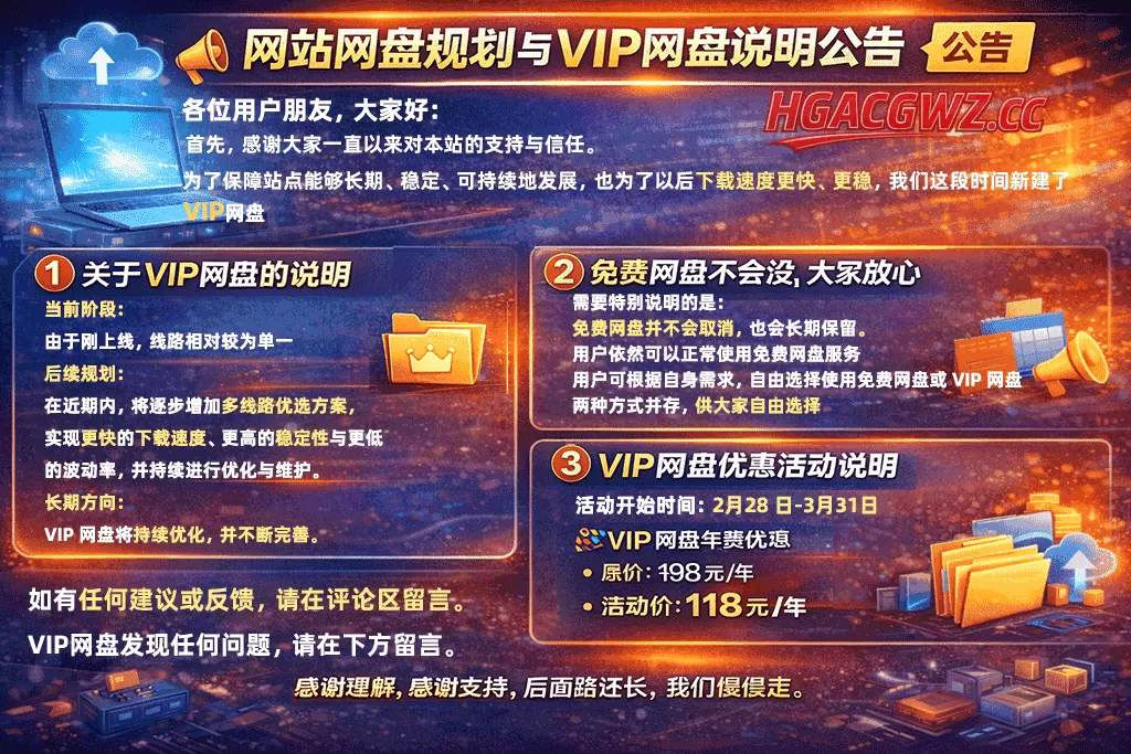 网站网盘规划与 VIP 网盘说明公告 教程帮助 第1张-海阁社区-i社中国-中文汉化官方网站 网站网盘规划与 VIP 网盘说明公告